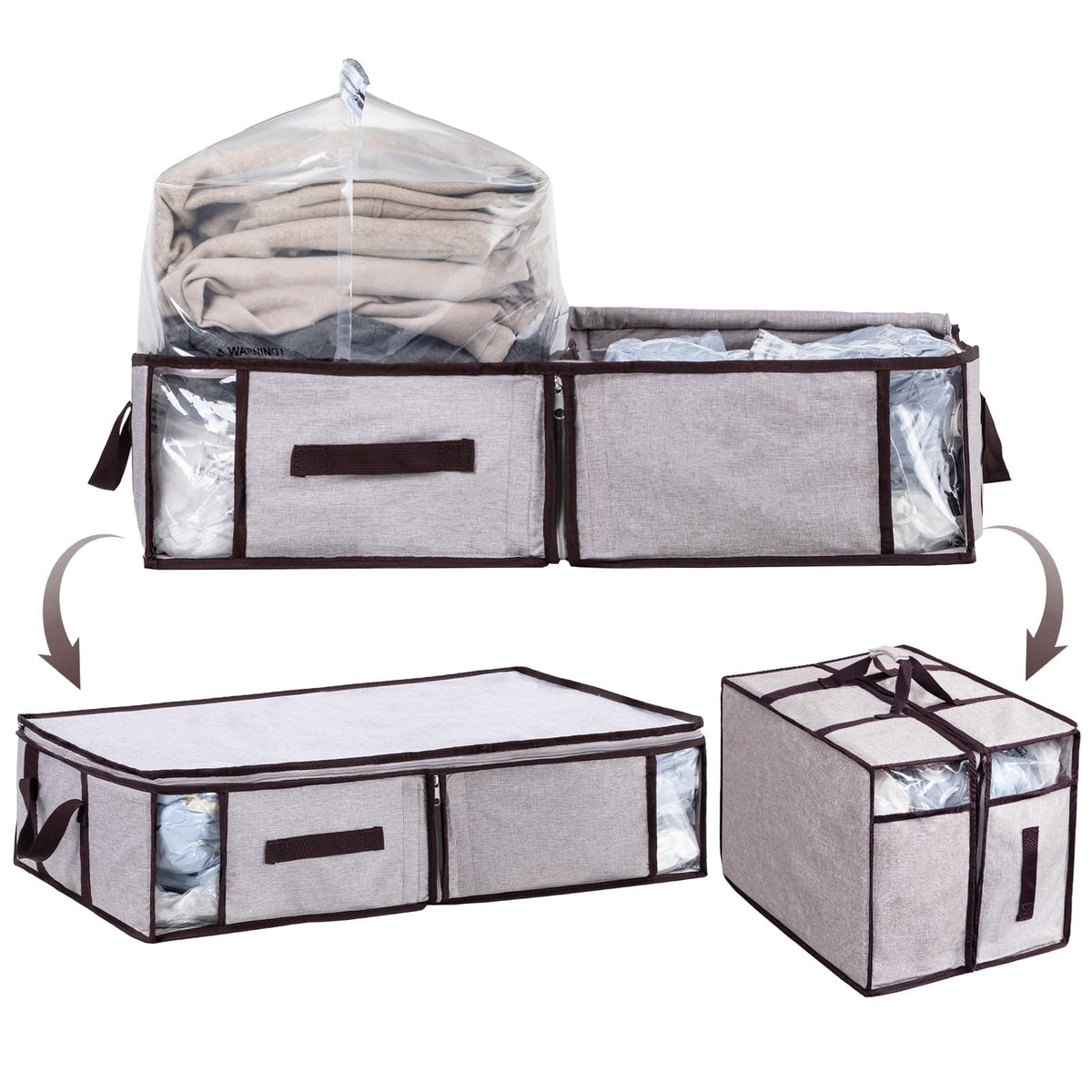 TAILI Under Bed Vacuum Storage Bags for Comforters and Blankets, Save 80% Space, Large Capacity Foldable Under Bed Storage Box for Quilts Pillow Blankets Linen, 41" x 17.7" x 6", Jumbo Vacuum Seal