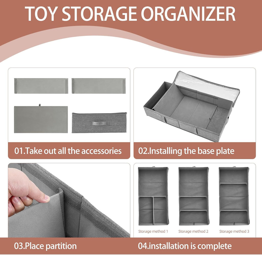 Underbed Storage Containers, 2-Pack Under Bed Toy Storage Boxes with Lids