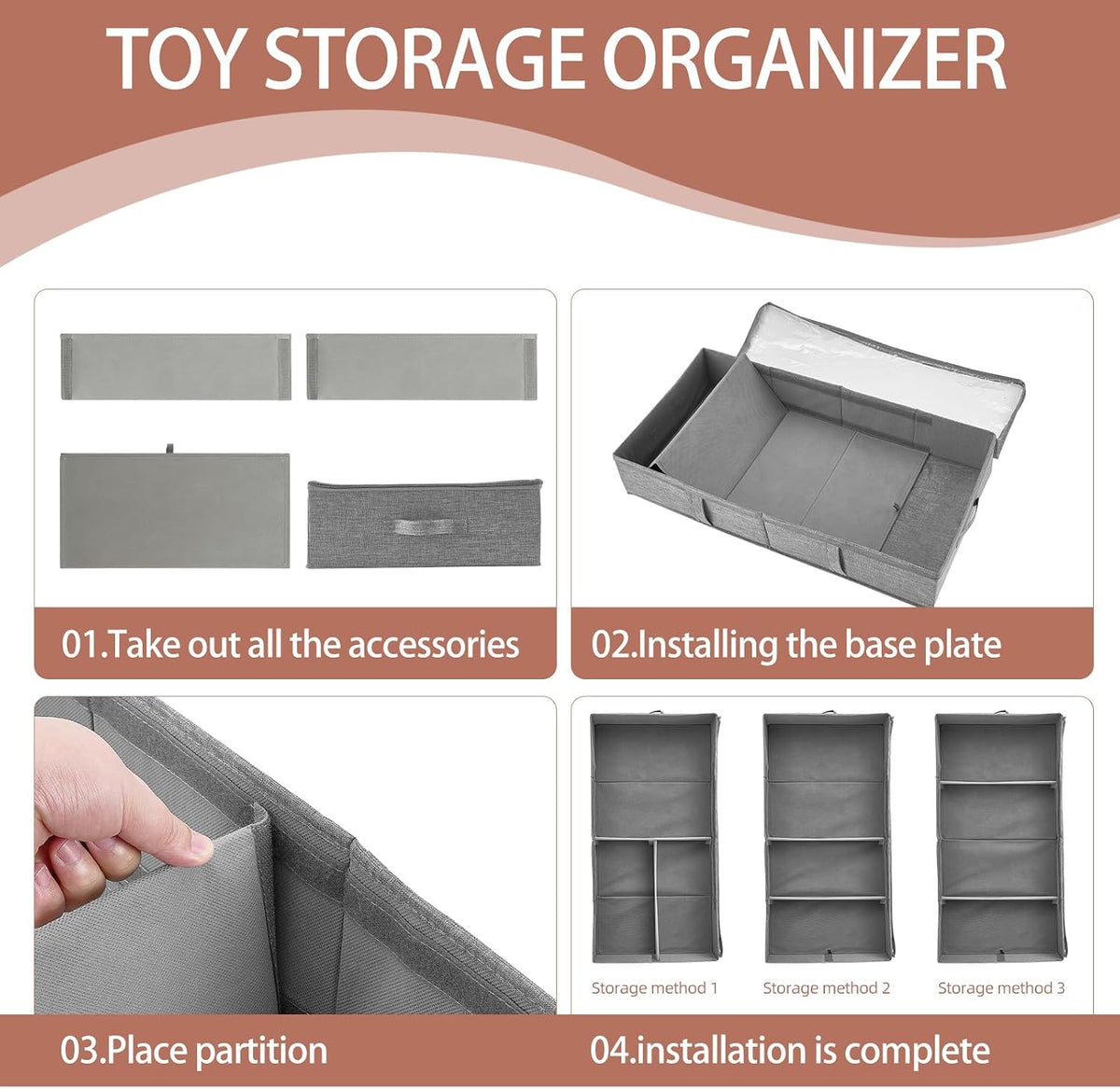 Underbed Storage Containers, 2-Pack Under Bed Toy Storage Boxes with Lids
