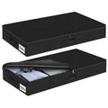 Under Bed Storage Container Bins 2 Pack, 4 Inch Thin Low Profile Underbed Clothes Storage Organizer for Dorm & Home, Use for Blanket and Toy Storage Box W/ Sturdy Bottom/Sides, Foldable Thick Fabric