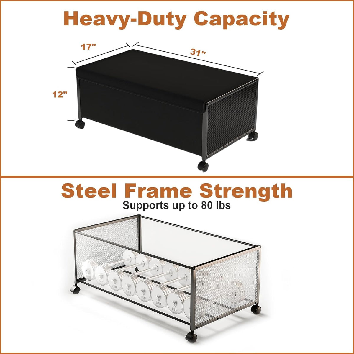 Fokyfok 2Pack Under Bed Storage Containers,12 inch Height,31 inch Long