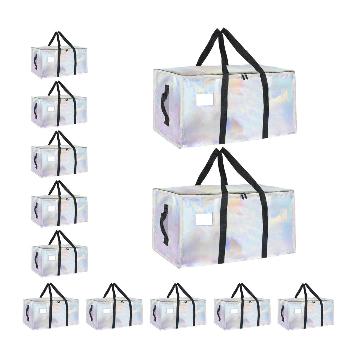 Moving Bags Extra Large 8 Pack - Heavy Duty Storage Totes with Wrap-Around Handles & Reinforced Zippers - Foldable Moving Box Alternative, Water-Resistant for Dorm, Closet & Under Bed Storage (Clear)