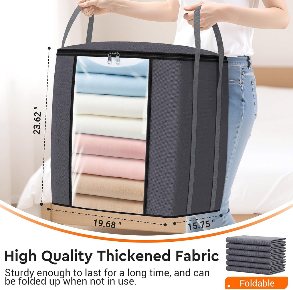 TasticTotes 120L Extra Large Blanket Clothes Storage Bags, Gray, 1 Pack