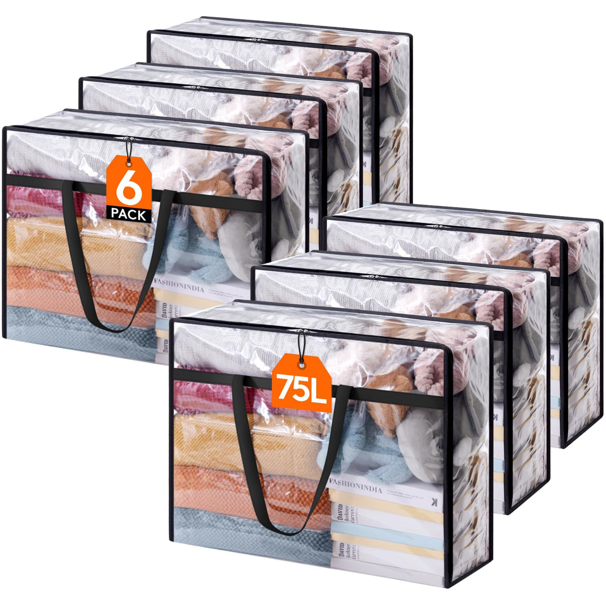 Lifewit 45L Clear Clothes Storage Bags,Plastic Foldable Blanket Storage Bag