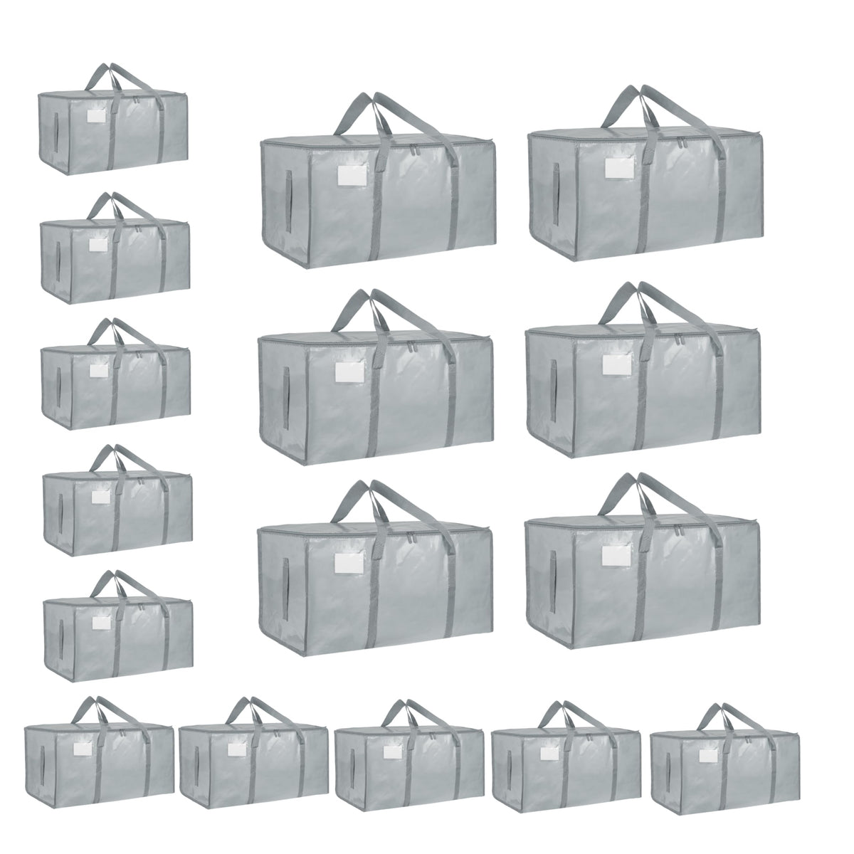 Moving Bags Extra Large 8 Pack - Heavy Duty Storage Totes with Wrap-Around Handles & Reinforced Zippers - Foldable Moving Box Alternative, Water-Resistant for Dorm, Closet & Under Bed Storage (Clear)