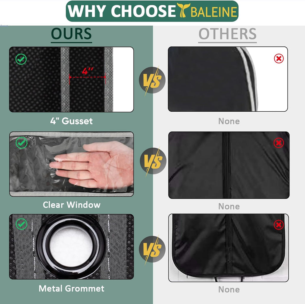 BALEINE 1PK Garment Bags for Hanging Clothes, 60" Suit Bag for Travel