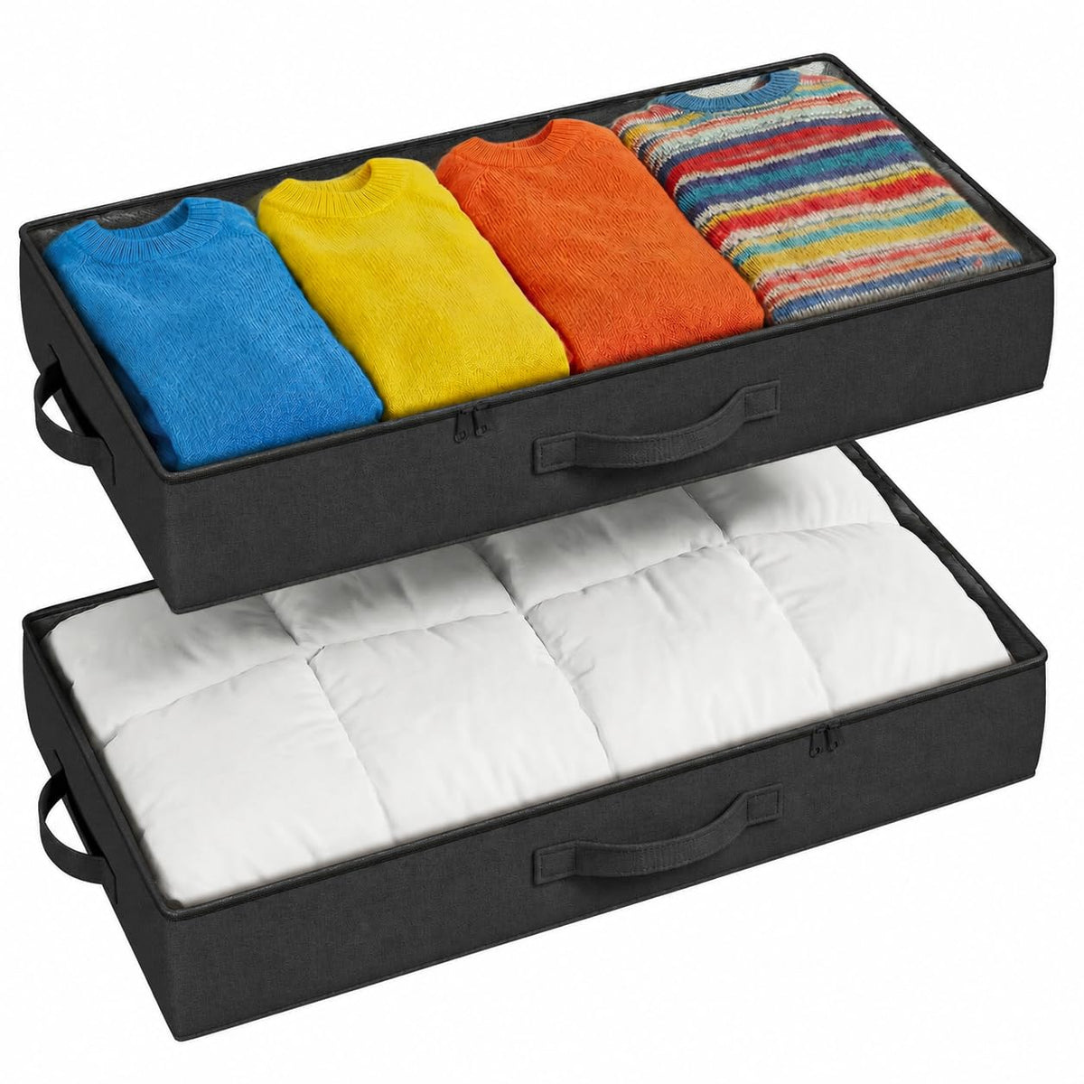2-Pack Under Bed Storage Containers, 4.5 Inches Tall Clothes Storage, Grey