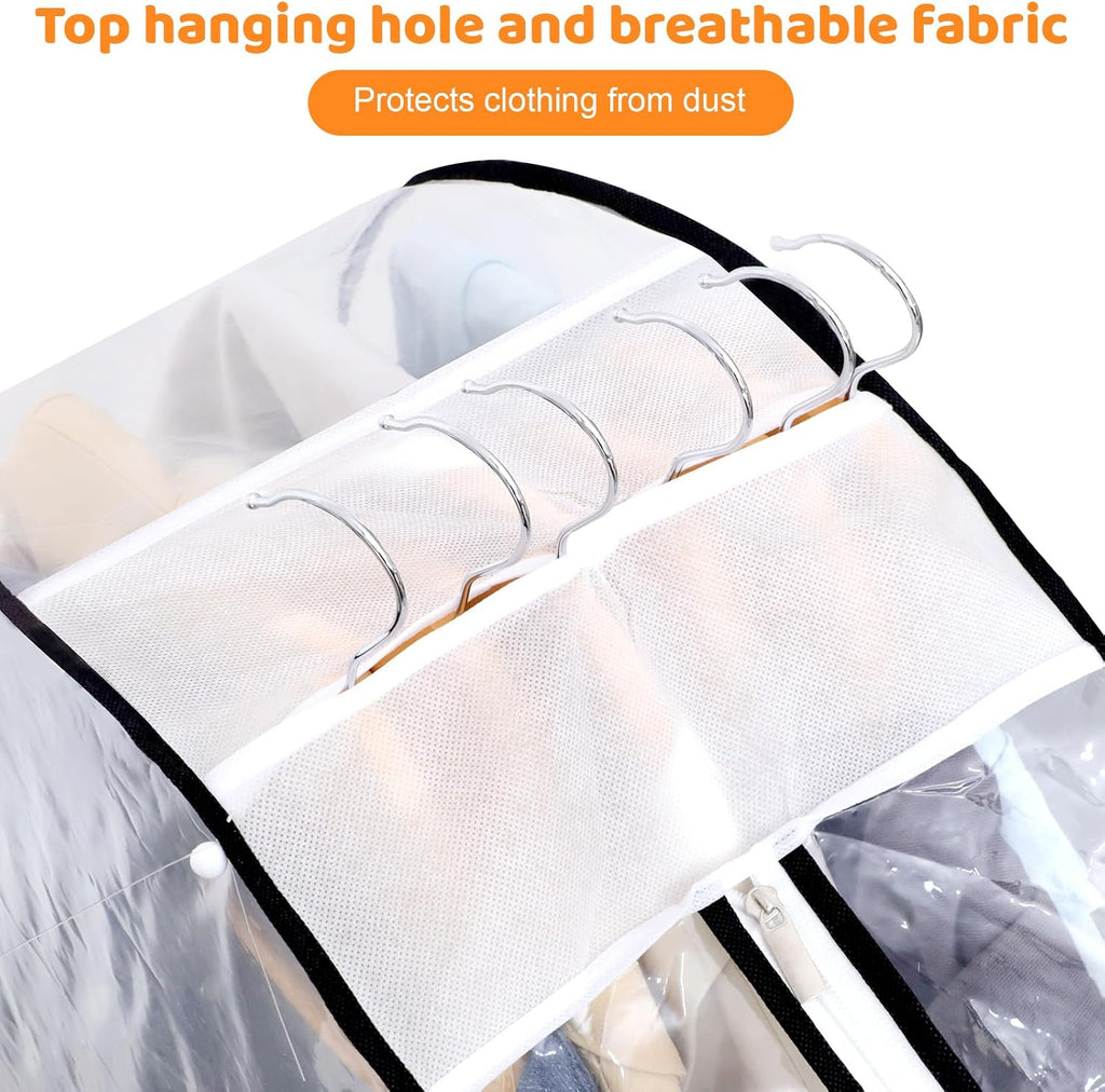 4 Pack Clear Garment Bags, 40" With 10" Gusset, Side Zipper