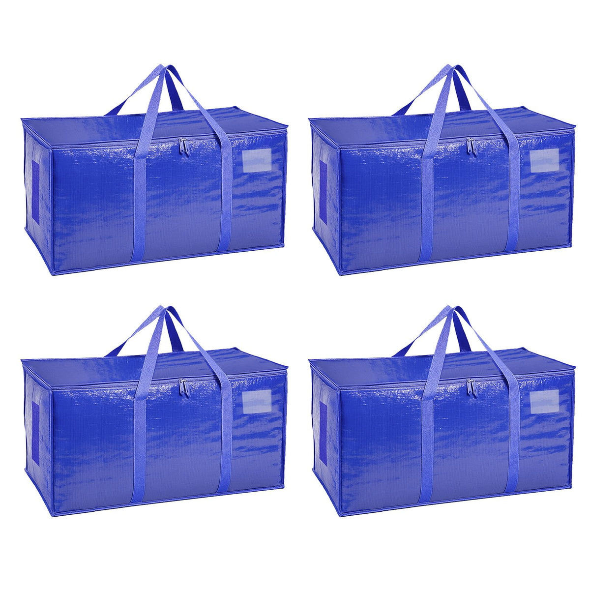 Moving Bags Extra Large 8 Pack - Heavy Duty Storage Totes with Wrap-Around Handles & Reinforced Zippers - Foldable Moving Box Alternative, Water-Resistant for Dorm, Closet & Under Bed Storage (Clear)