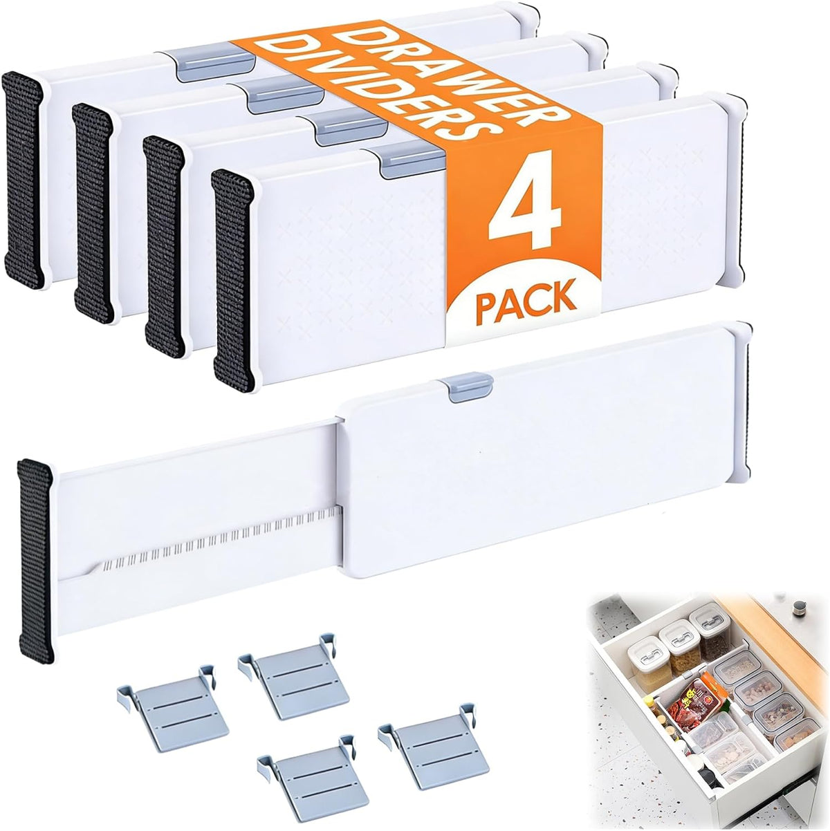 Adjustable Drawer Dividers, Storage Organizers, (2 Pack)