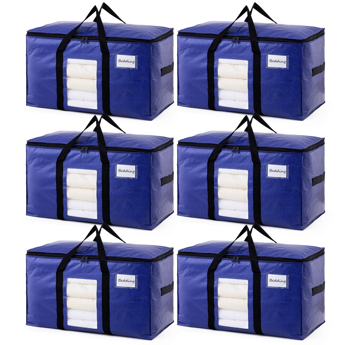 TAILI 4 Pack Blue Extra Large Moving Bags,Storage Bags with Visible Window