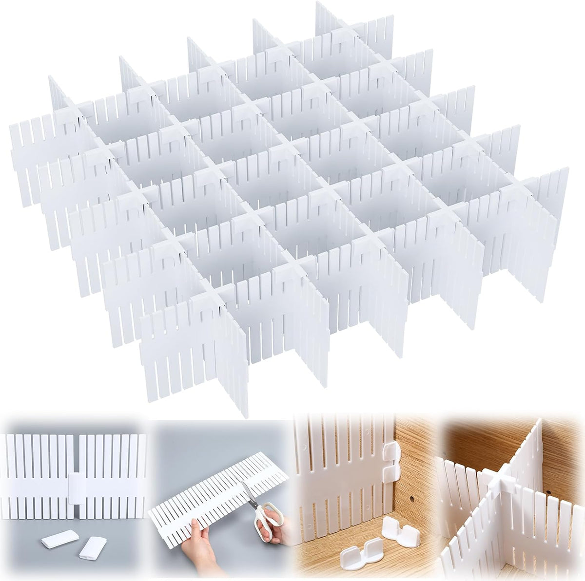 15 Pcs 5.12 Tall Drawer Divider Adjustable Drawer Organizer,White