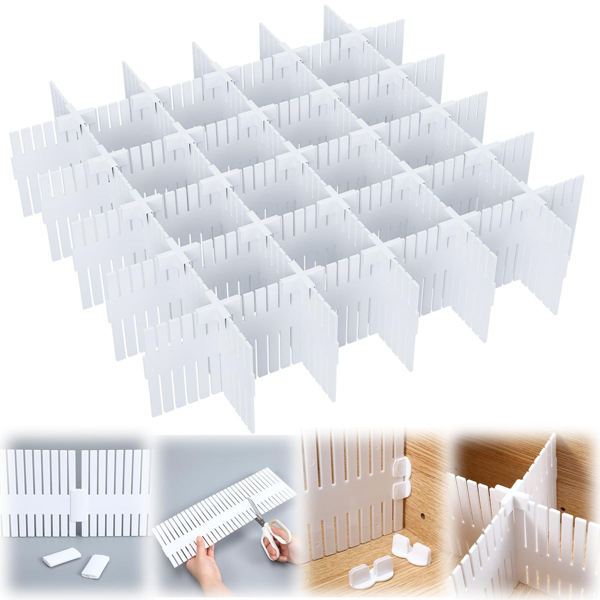 15 Pcs 5.12 Tall Drawer Divider Adjustable Drawer Organizer,White