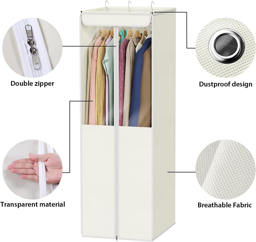 Univivi Garment Bags for Hanging Clothes, Cloth Bag 54 In, 2 PCS, Beige