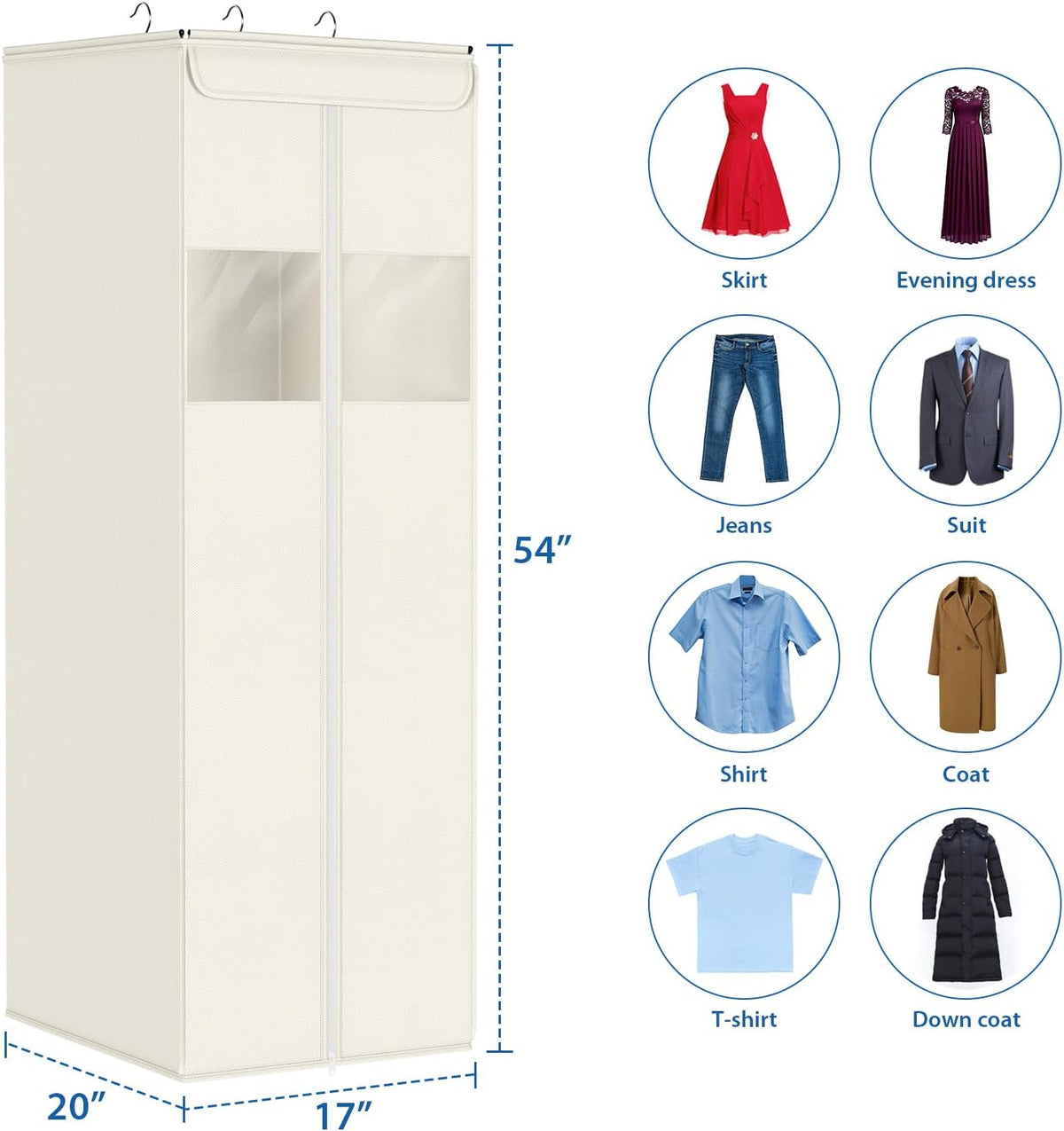 Zilink Clear Garment Bags for Hanging Clothes Garment Storage Bags 54 in