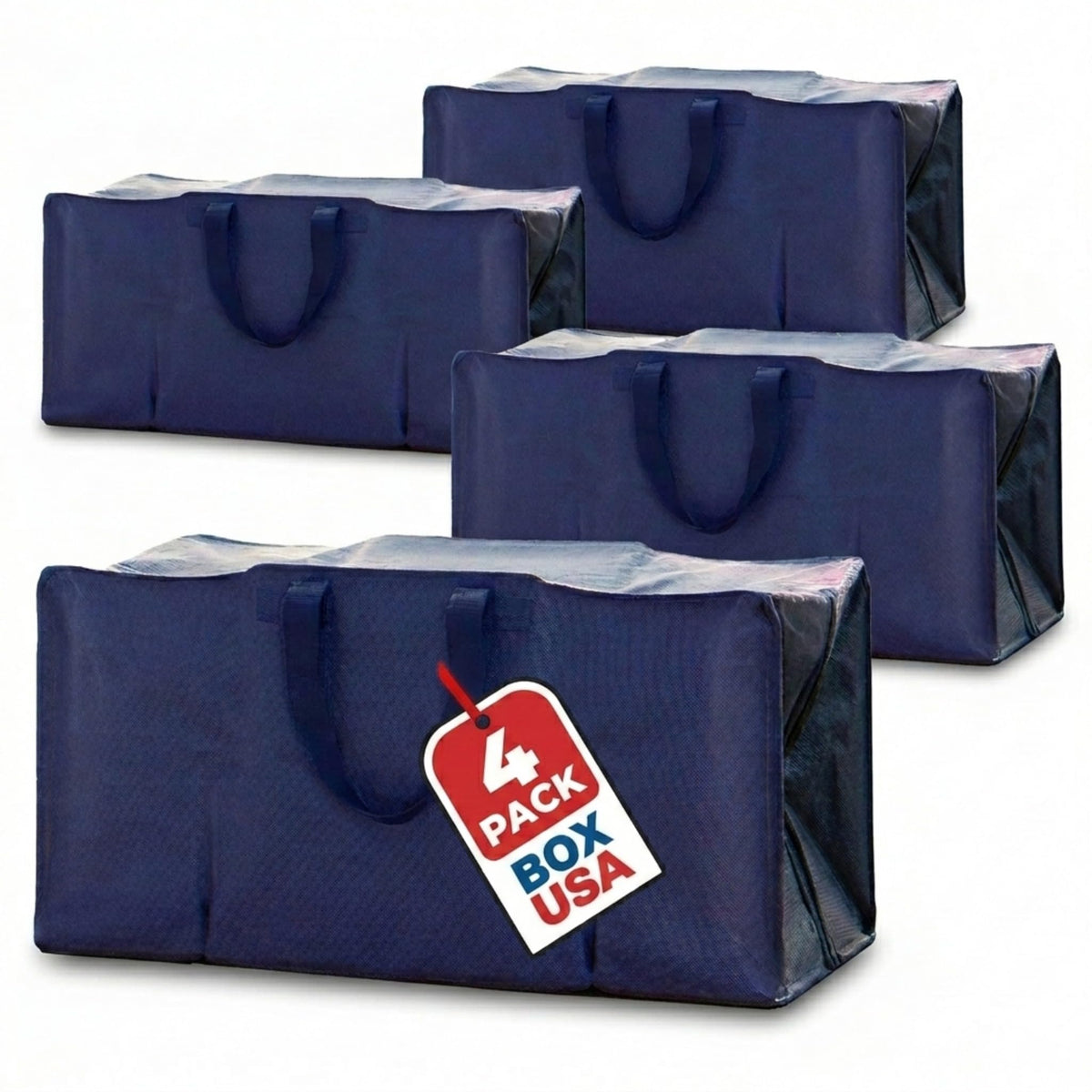 PACKING BAGS 4-Pack XL Moving Bags with Strong Handles & Zippers, Clear