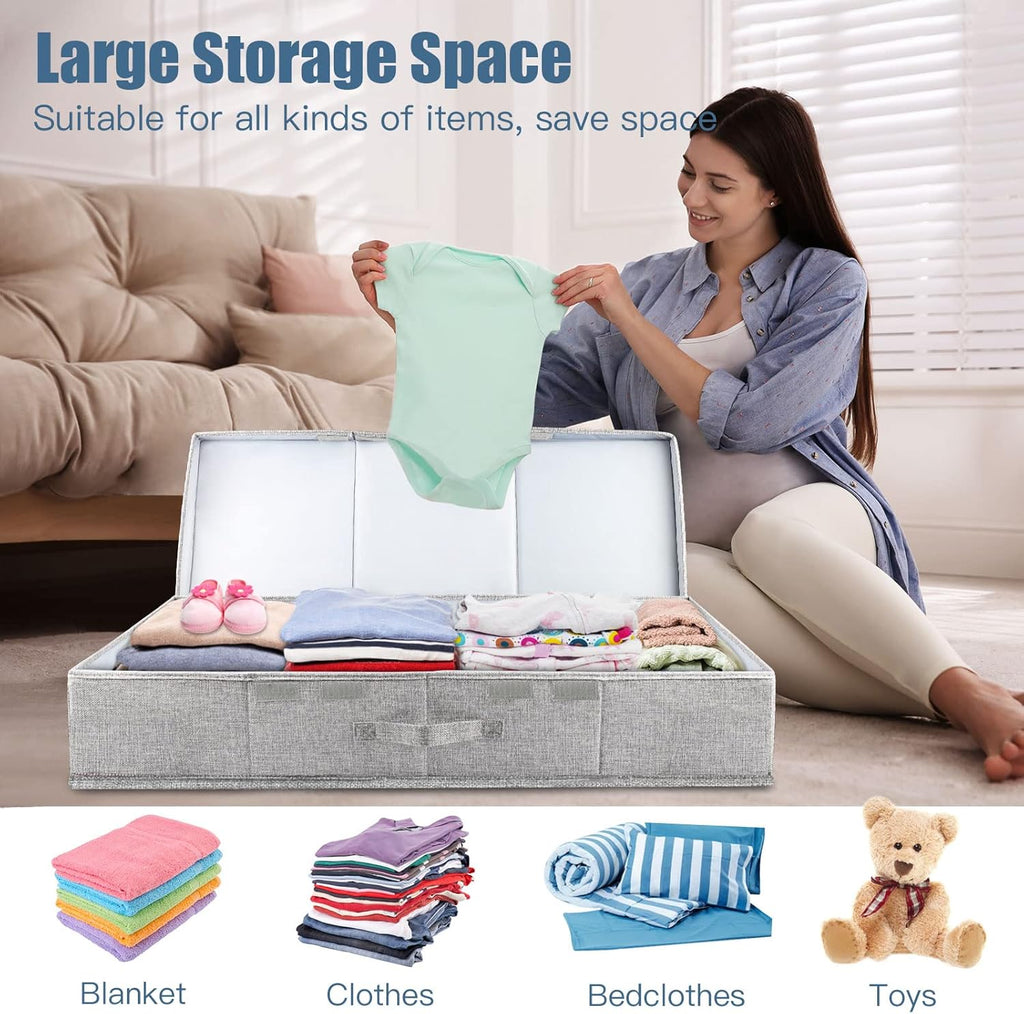 Supowin 2Pack Large Underbed Storage Containers Bin with Lids, Gray