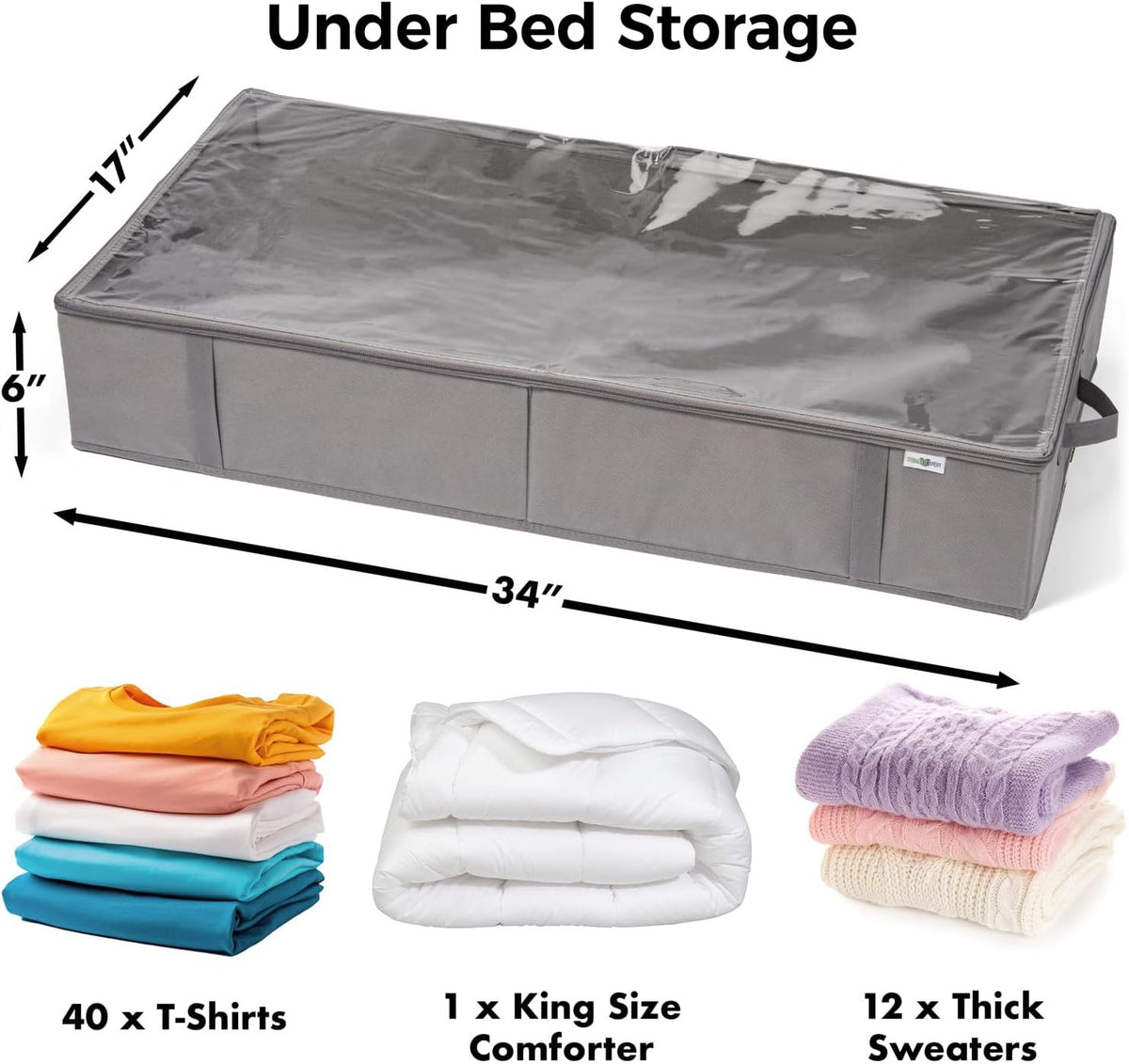 StorageExpert Under Bed Storage Containers, Closet Organizer, Black, 2 Pack