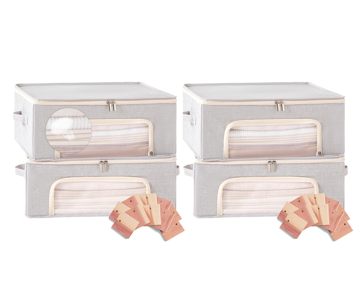 2-Pack Cashmere Sweater Storage Bags for Wool with Cedar Blocks, Grey