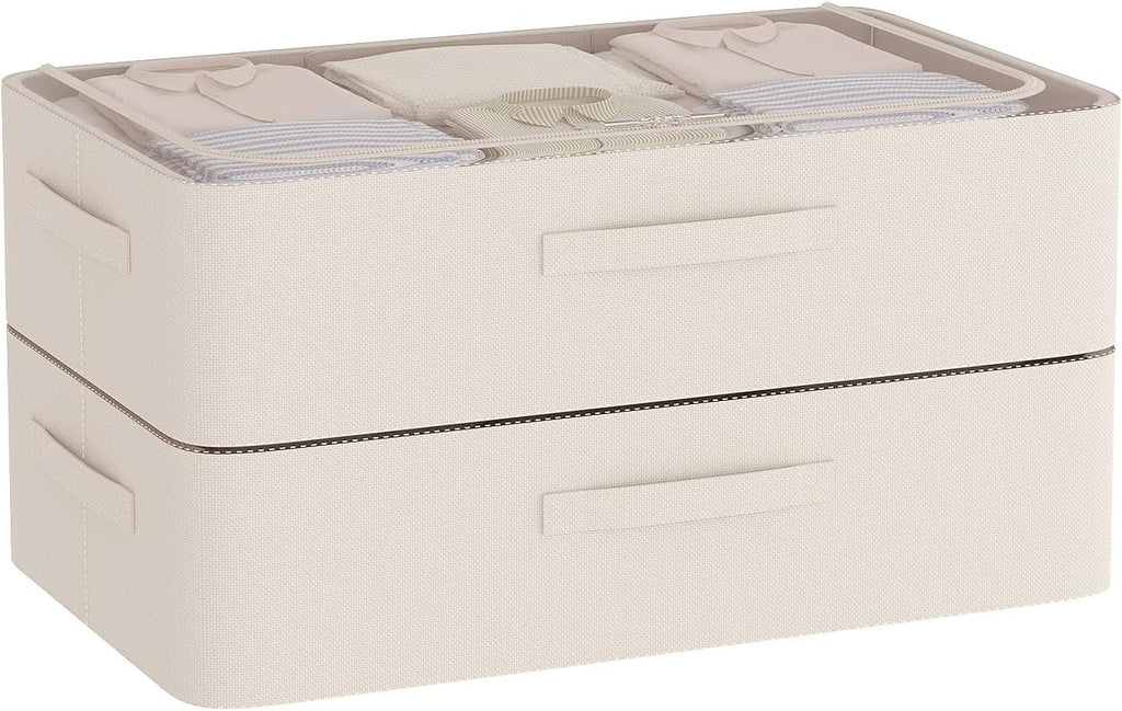 CYhom Under Bed Storage Bins Frame Storage Box Oxford Fabric Sturdy Underbed Container Foldable Stackable Large Capacity Clothes Organizer