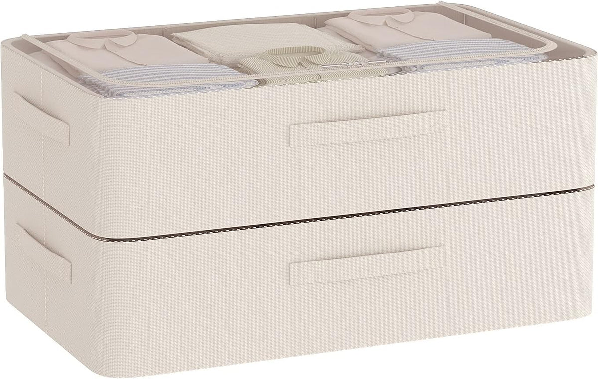 CYhom Under Bed Storage Bins Frame Storage Box Oxford Fabric Sturdy Underbed Container Foldable Stackable Large Capacity Clothes Organizer