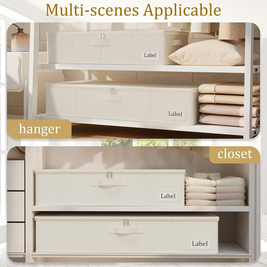 Yawinhe 27L UnderBed Storage Containers,2 Pack Closet Organizers,Beige