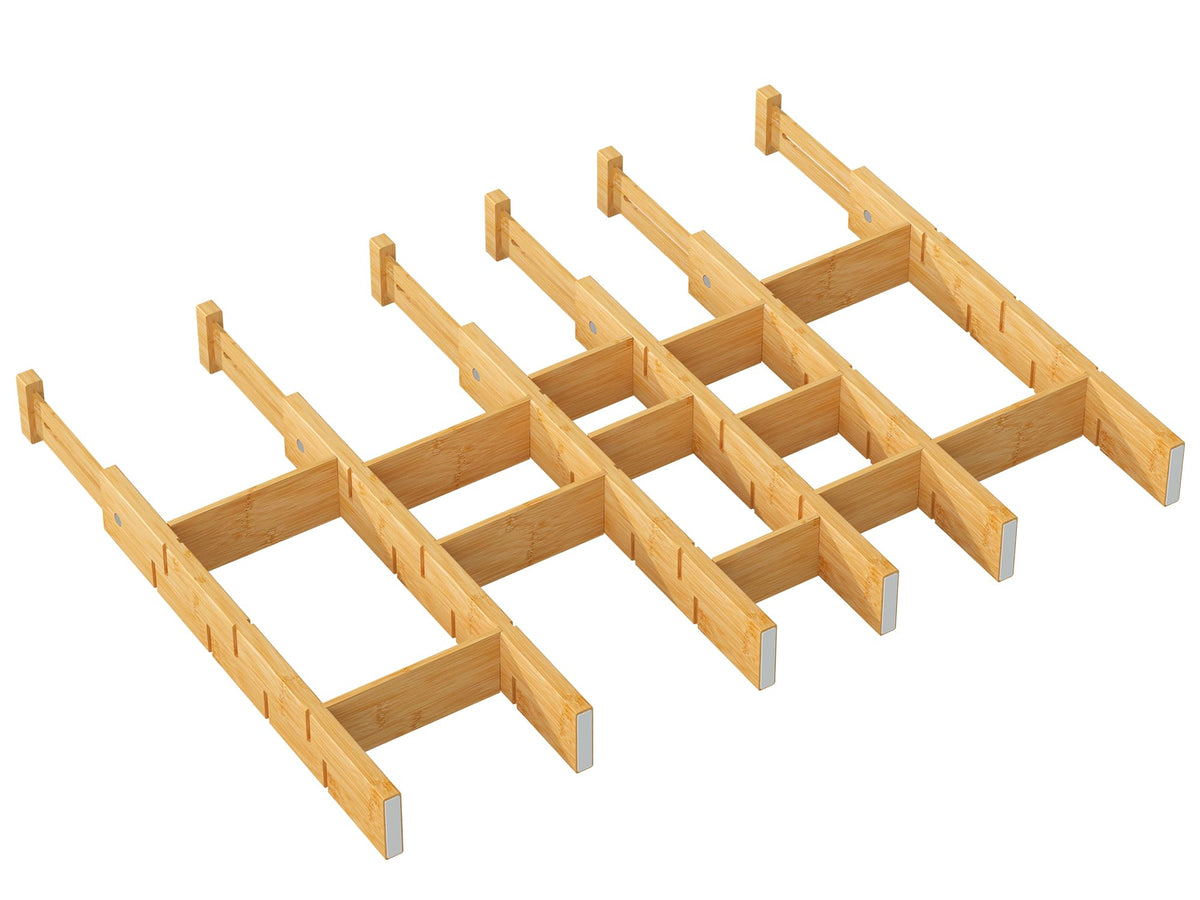 kiplant Kitchen Drawer Dividers - Adjustable Drawer Organizer for Clothes, Kitchen, Closet & Office - 8 Pack with Inserts, 18-22.6 Inches, Non-Slip Silicone Ends