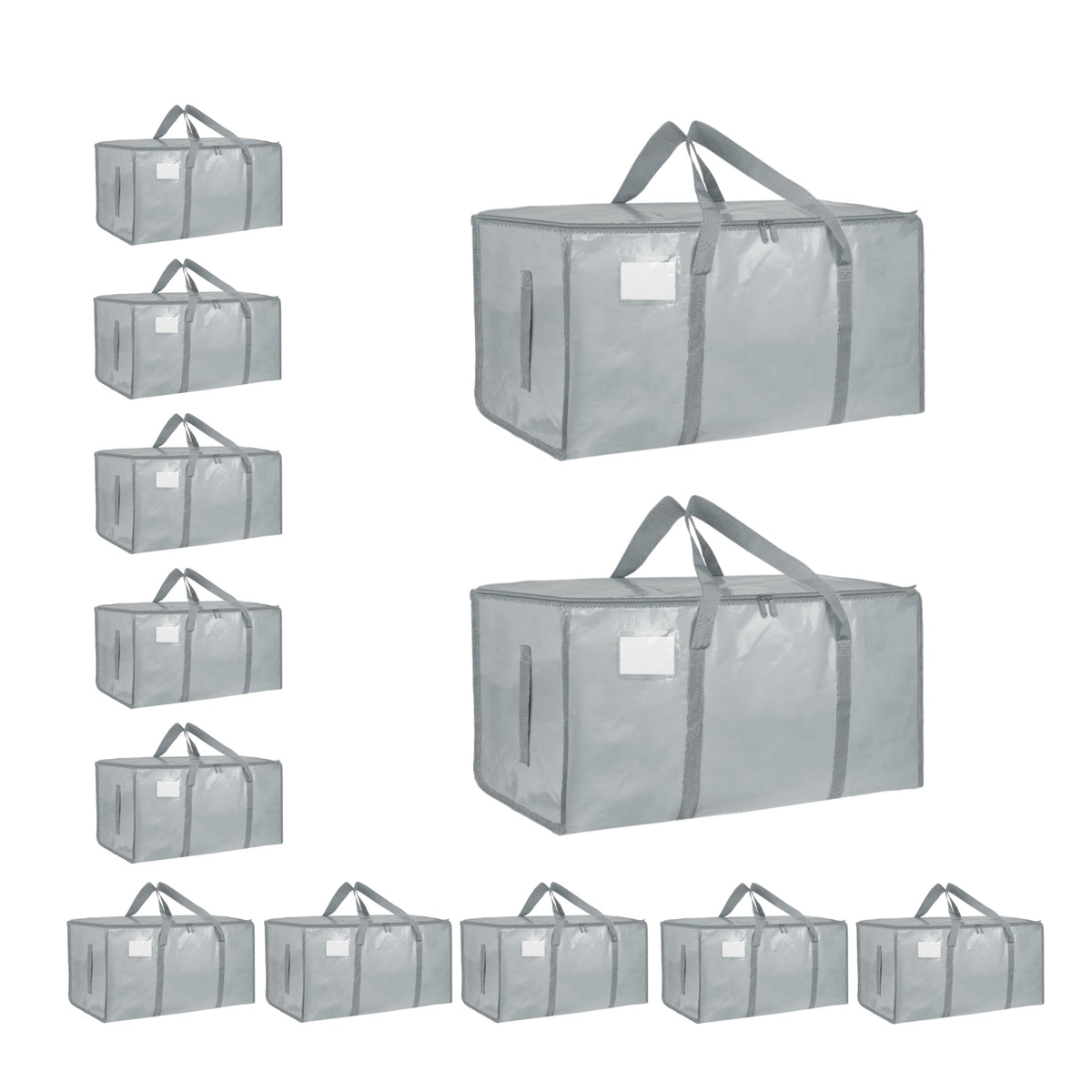 Moving Bags Extra Large 8 Pack - Heavy Duty Storage Totes with Wrap-Around Handles & Reinforced Zippers - Foldable Moving Box Alternative, Water-Resistant for Dorm, Closet & Under Bed Storage (Clear)