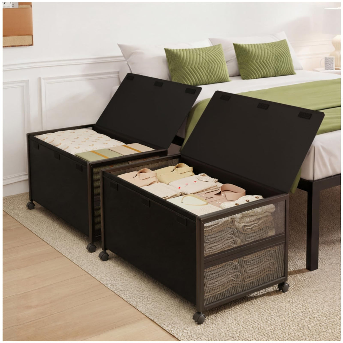 Fokyfok 2Pack Under Bed Storage Containers,12 inch Height,31 inch Long