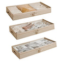 Berdeng 3 Pack Under Bed Storage Containers, Low Profile Underbed Shoes and Clothes Storage Organizer with Sturdy Sidewalls/Bottom, Large Dorm Storage Bins,33 * 17 * 4.5 inches,45L