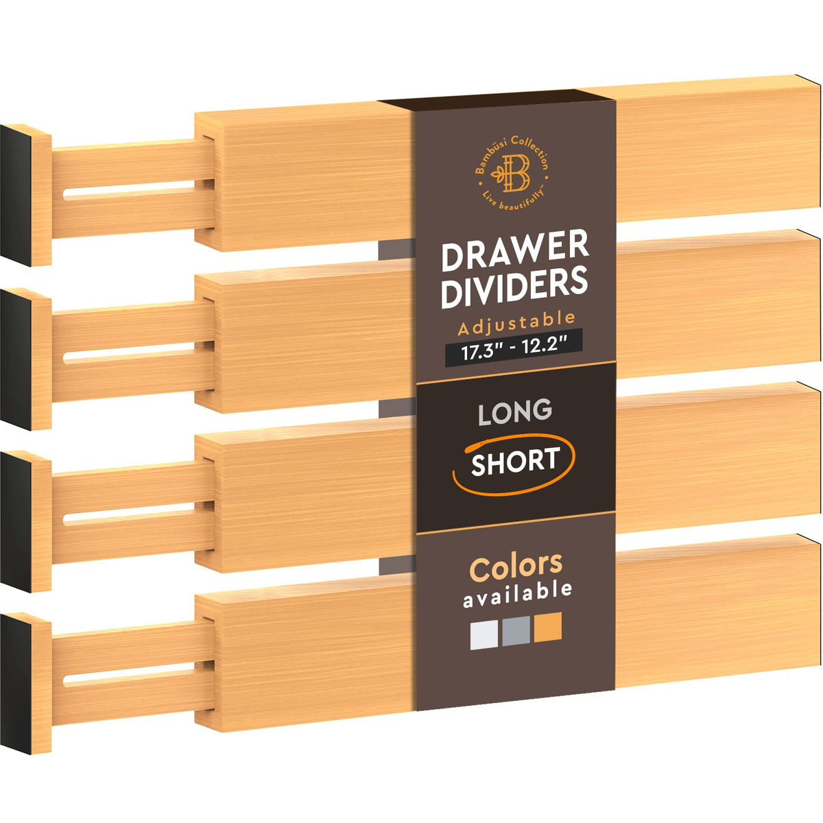 6-Pack Drawer Dividers 6-Inch High Dresser Drawer Organizer 11.5 to 17 Inch