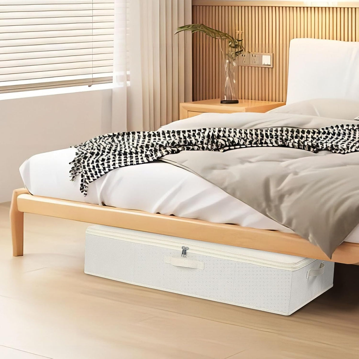 Underbed Storage Organizers,Beige,1 Pack,23.6x11.8x5.9 Inch