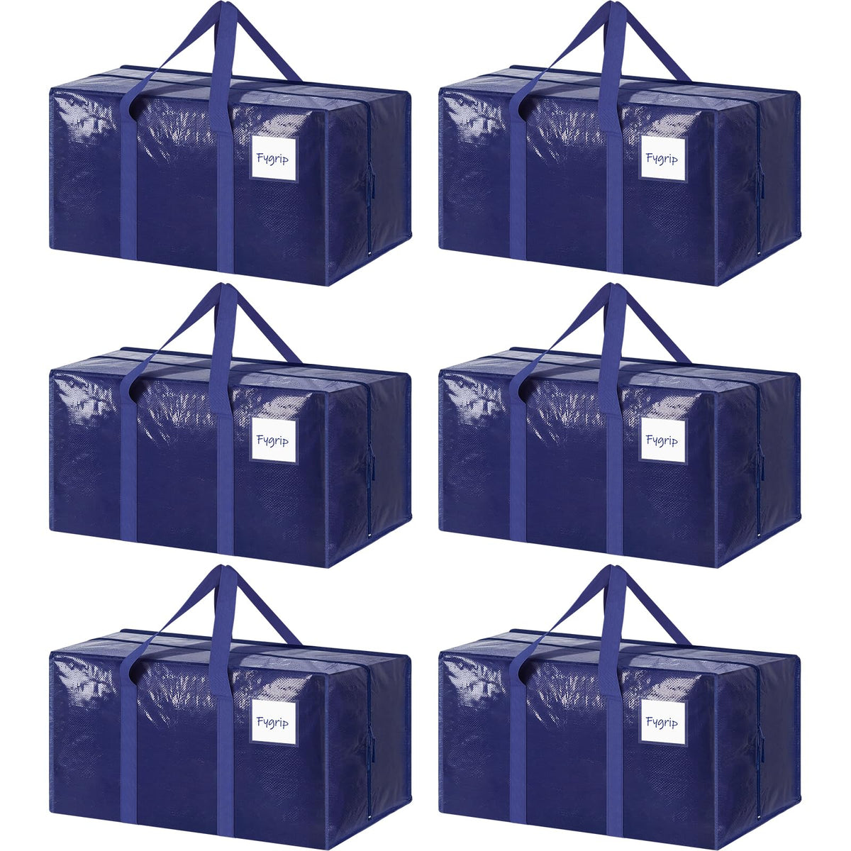 6 Pack Extra Heavy Duty Large Moving Bags with Strong Zipper, Black