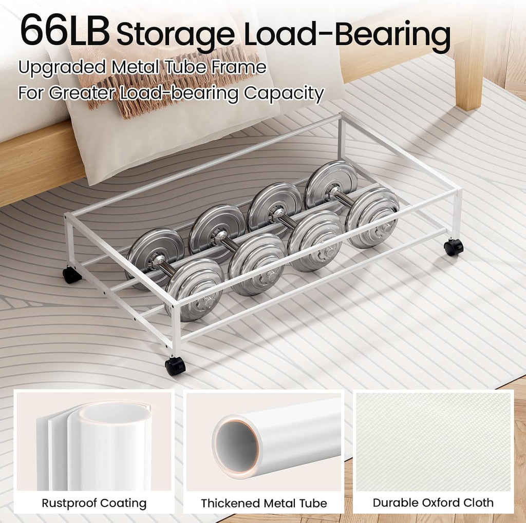 Yecaye Under Bed Storage with Wheels, 2 Pack Under Bed Storage Containers, 60L Underbed Shoe Storage with Clear Window & Label, Rolling Under Bed Metal Drawer for Clothes, Shoes, Books, Blankets