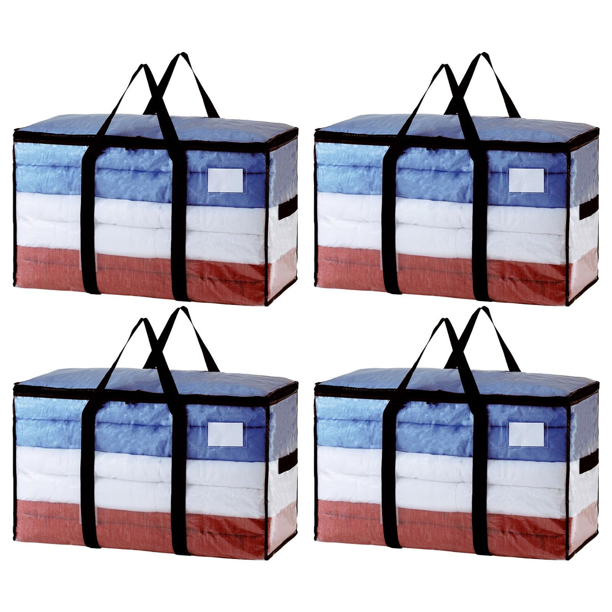 TAILI 4 Pack Blue Extra Large Moving Bags,Storage Bags with Visible Window