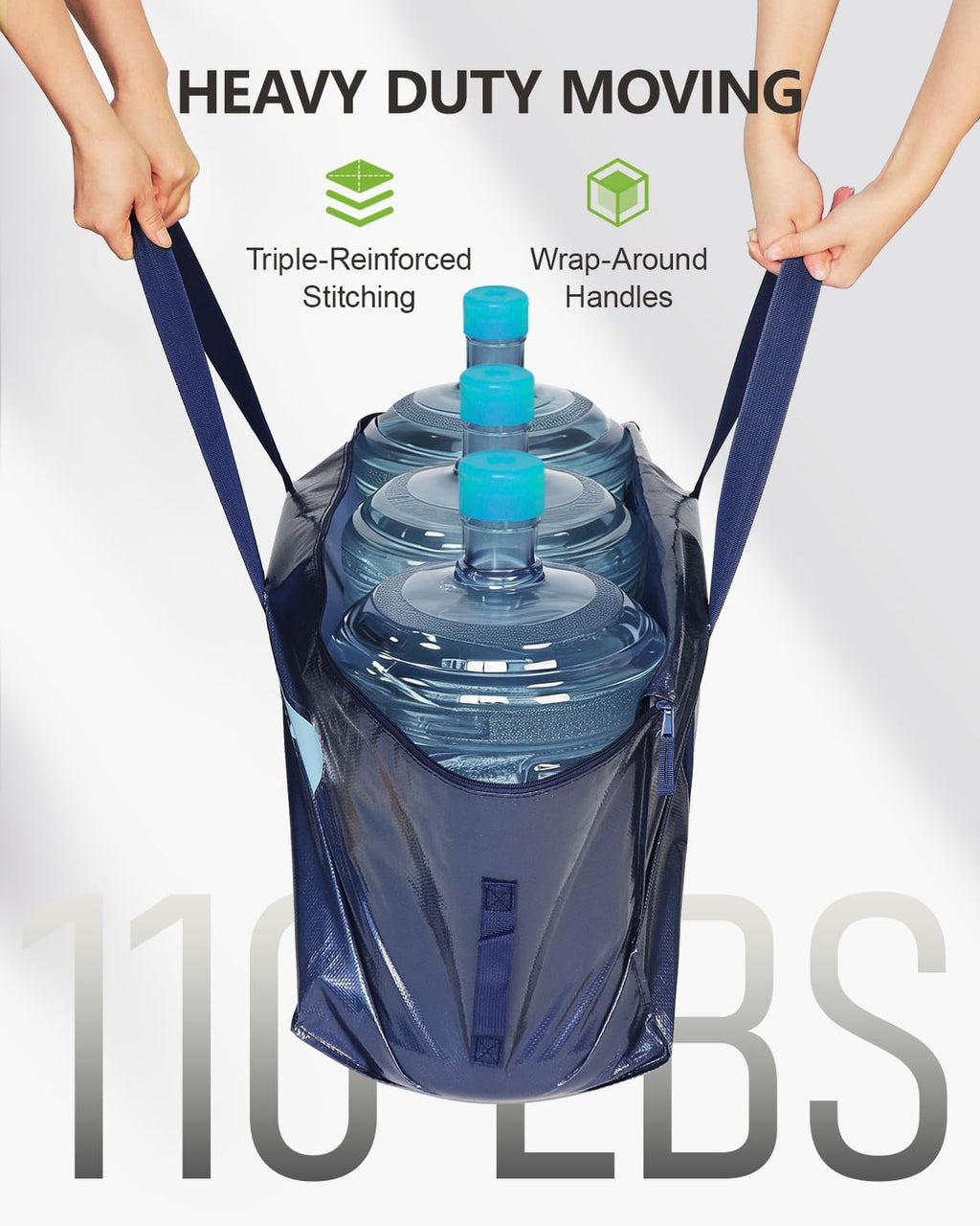 Heavy Duty Moving Bags with Wide‑opening, 8 Pack, 24 Gal, Blue