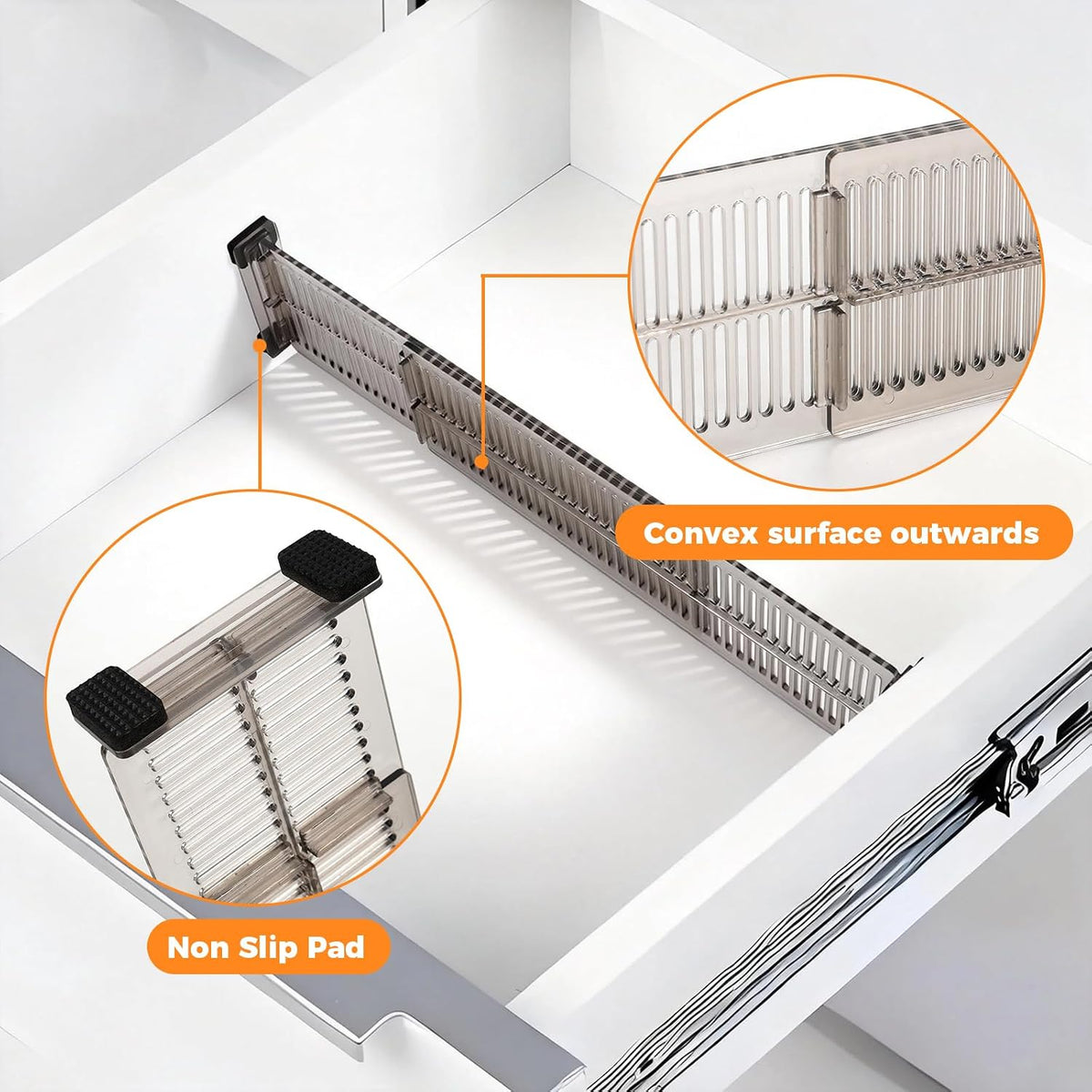12 Pack Drawer Dividers for Clothes, 3.75" High, 10.83-20.08'' Adjustable