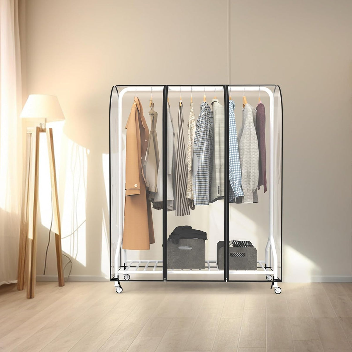 Zilink Clear Garment Rack Cover Transparent Clothes Rack Cover 50 in