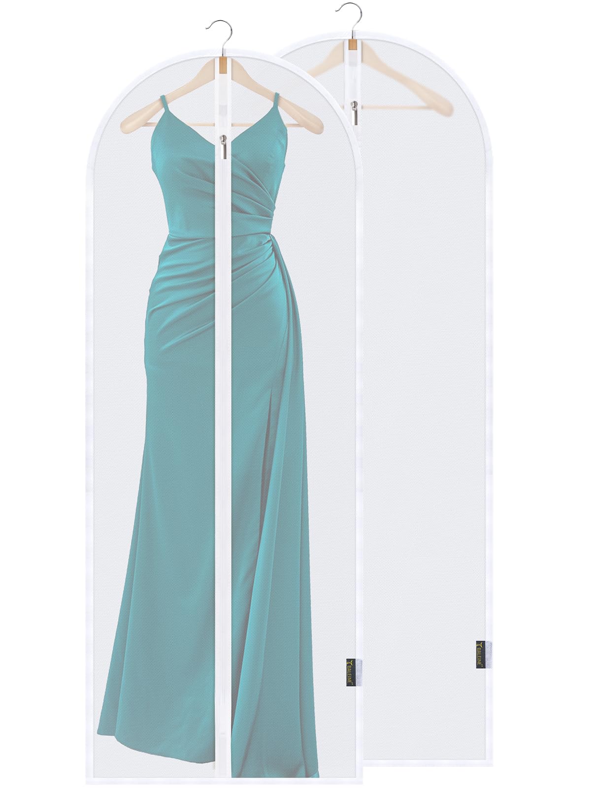 BALEINE 2PK Clear Garment Bags for Hanging Clothes, 40" Dress Suit Bag