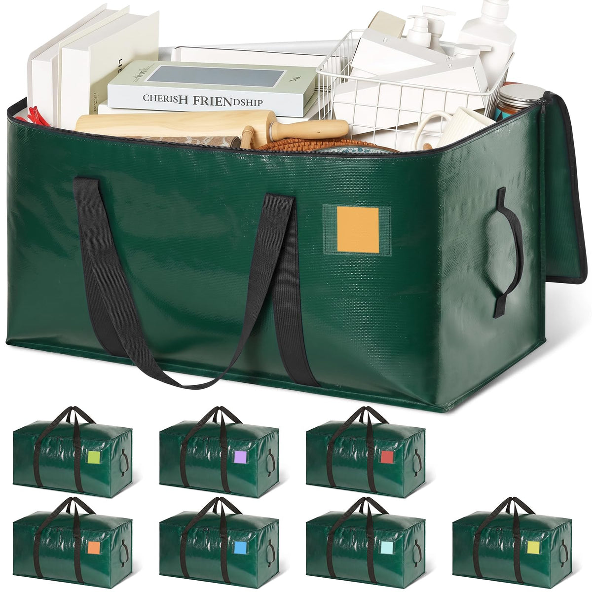 Heavy Duty Moving Bags with Wide‑opening, 8 Pack, 24 Gal, Blue