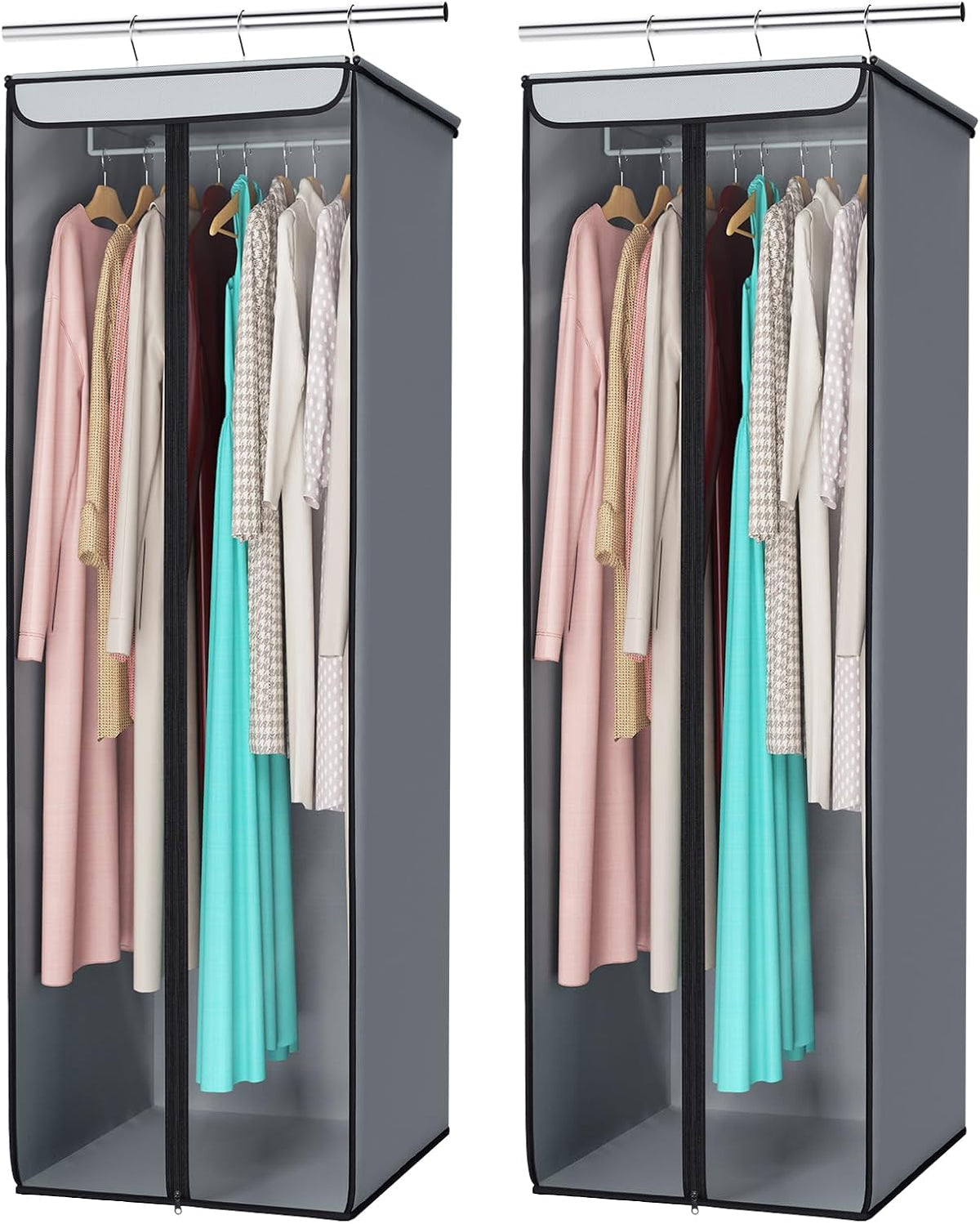 Univivi Garment Bags for Hanging Clothes, Cloth Bag 54 In, 2 PCS, Grey