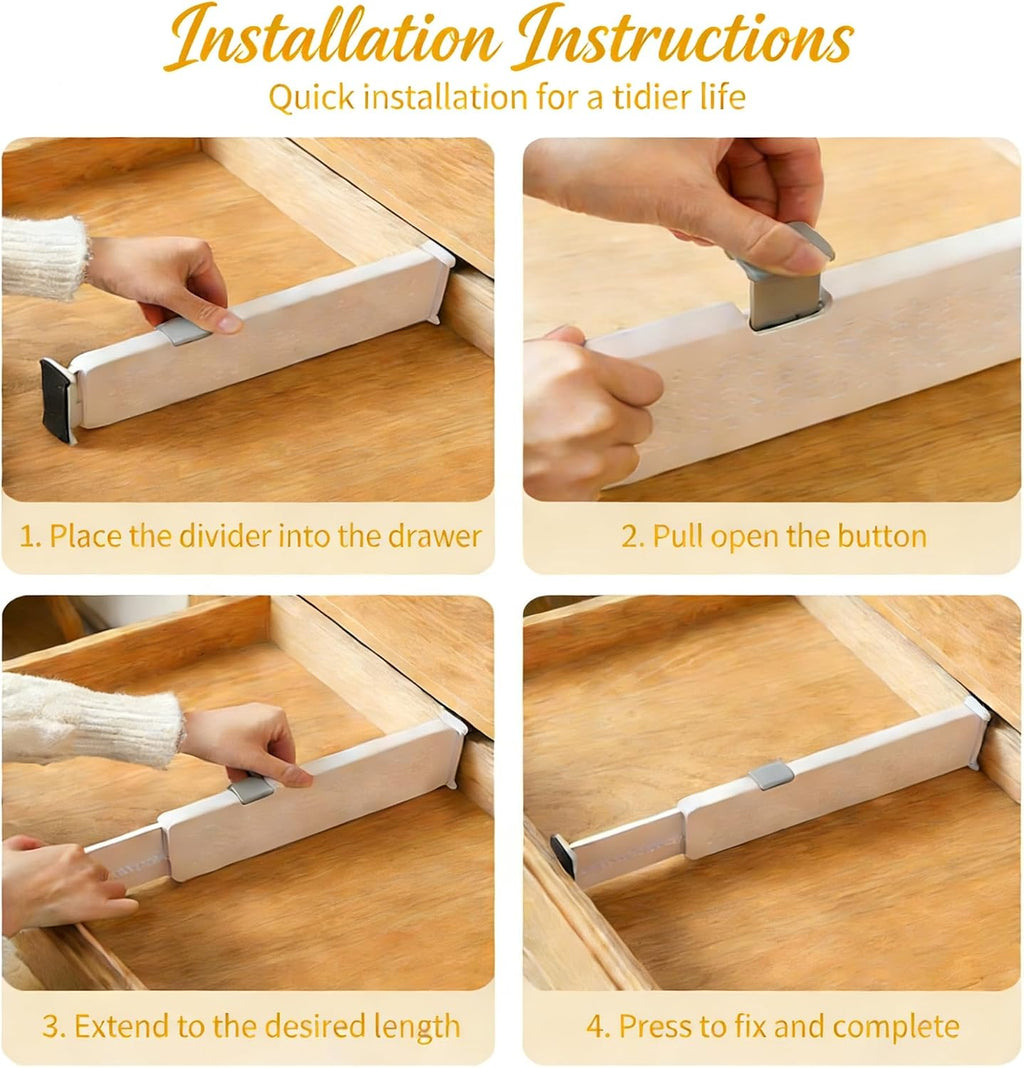 Adjustable Drawer Dividers, Storage Organizers, (2 Pack)