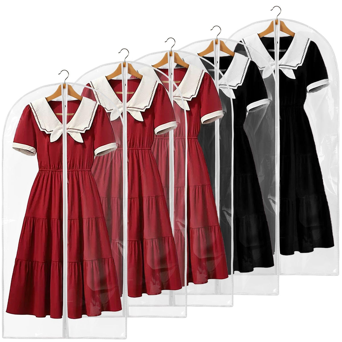 40" All Clear Garment Bags for Hanging Clothes, 12 Packs Suit Bags for Closet Storage, Plastic Waterproof Suit Cover Bags with Zipper for Coats, Jackets, Shirts (Set of 12)