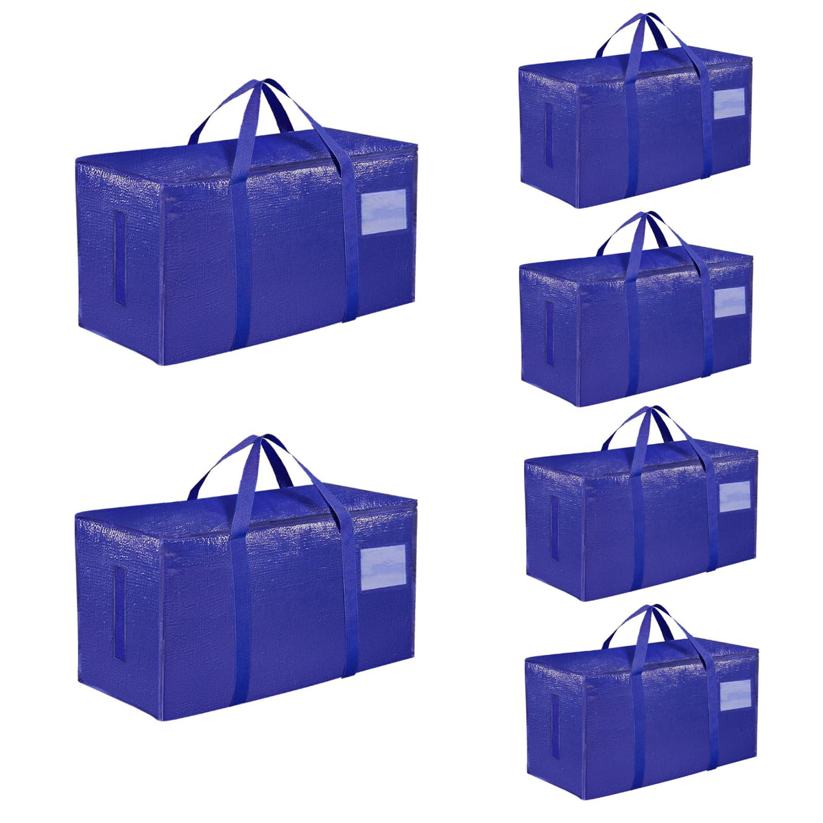 Moving Bags Extra Large 8 Pack - Heavy Duty Storage Totes with Wrap-Around Handles & Reinforced Zippers - Foldable Moving Box Alternative, Water-Resistant for Dorm, Closet & Under Bed Storage (Clear)