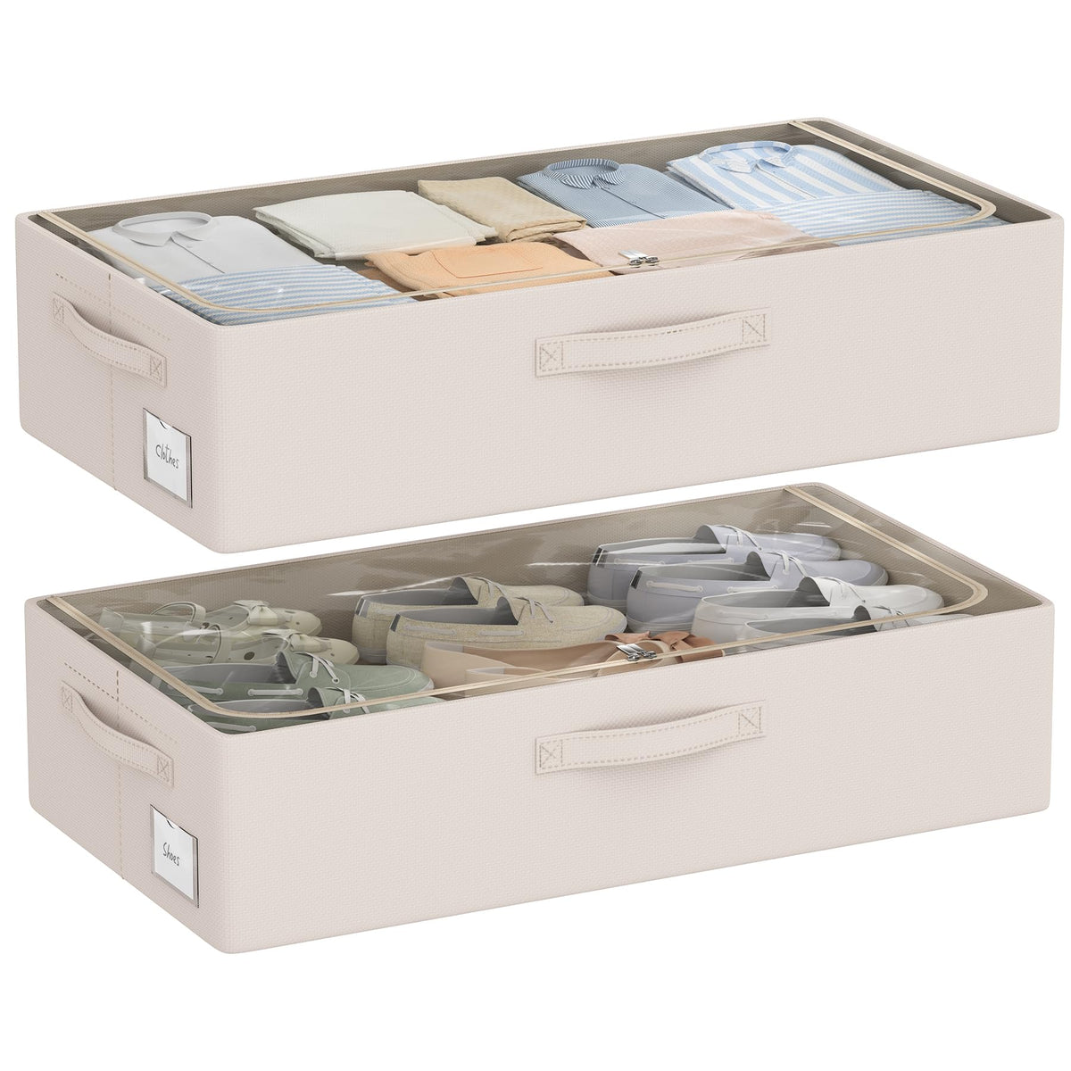 CYhom Under Bed Storage Bins Frame Storage Box Oxford Fabric Sturdy Underbed Container Foldable Stackable Large Capacity Clothes Organizer