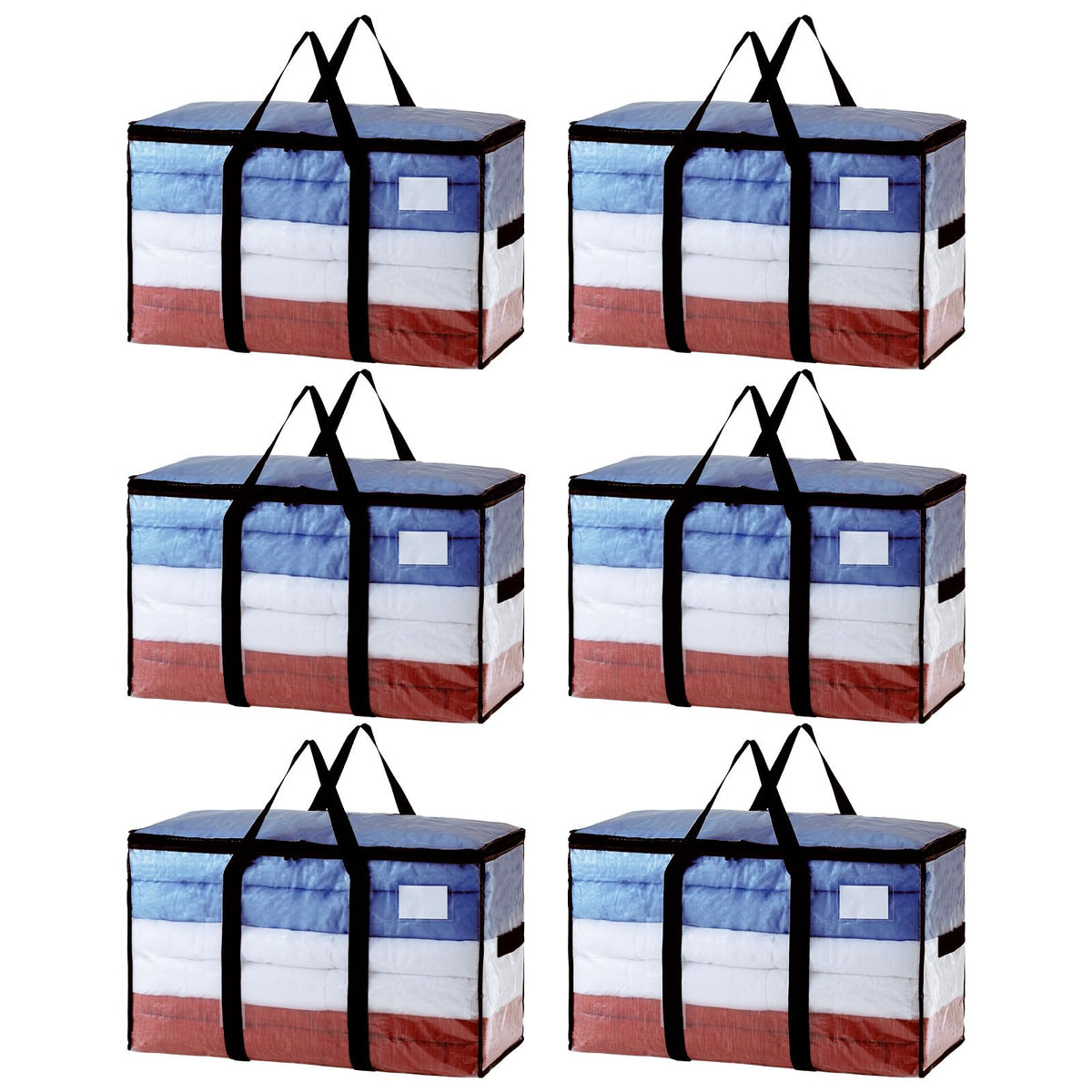TAILI 4 Pack Blue Extra Large Moving Bags,Storage Bags with Visible Window