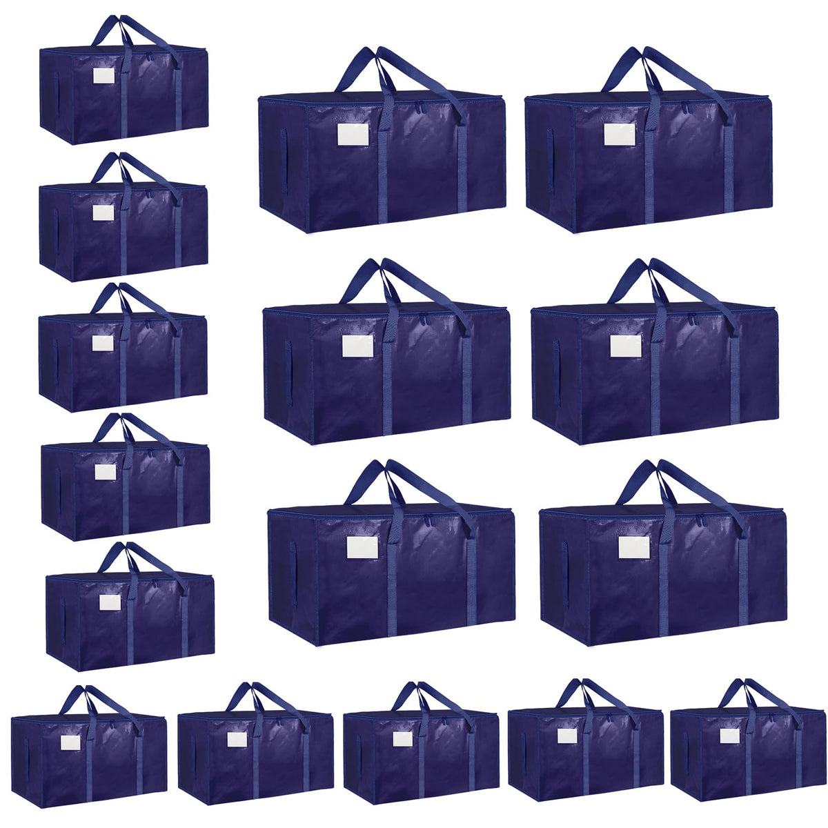 Moving Bags Extra Large 8 Pack - Heavy Duty Storage Totes with Wrap-Around Handles & Reinforced Zippers - Foldable Moving Box Alternative, Water-Resistant for Dorm, Closet & Under Bed Storage (Clear)