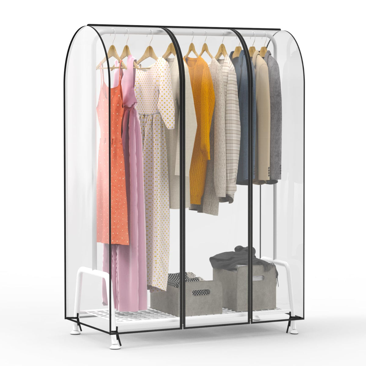Zilink Clear Garment Rack Cover Transparent Clothes Rack Cover 50 in