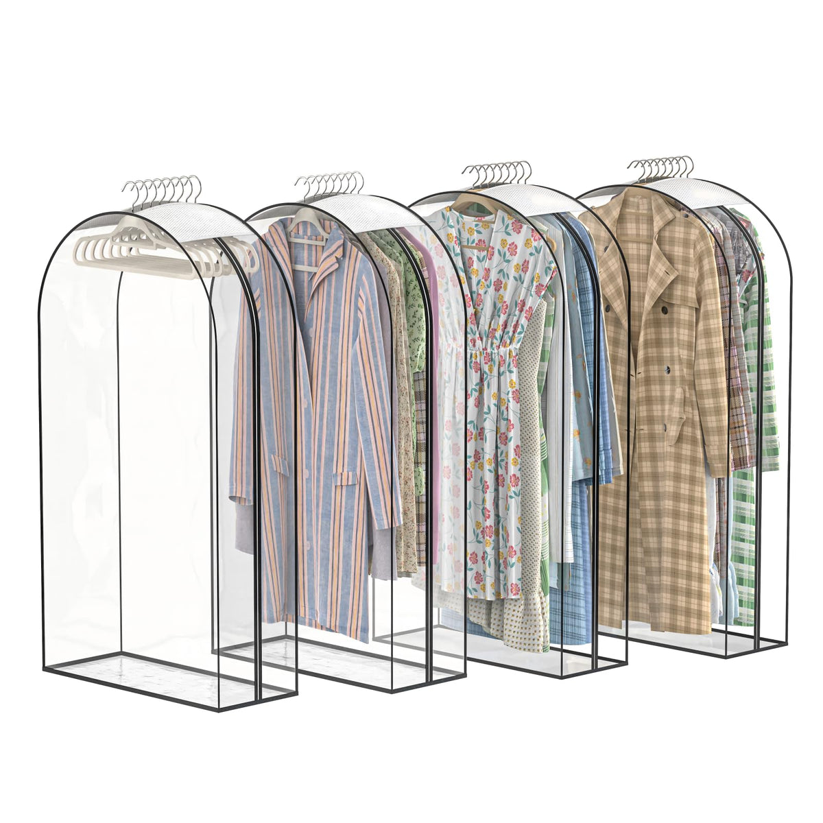 Clear Garment Bags for Hanging Clothes, 4-Pack, 2x40"+2x50"