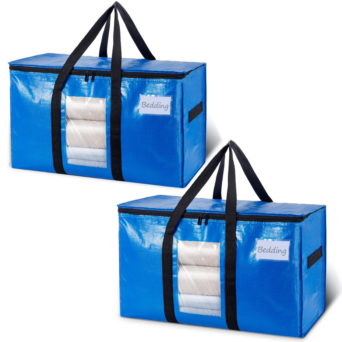 TAILI 4 Pack Blue Extra Large Moving Bags,Storage Bags with Visible Window